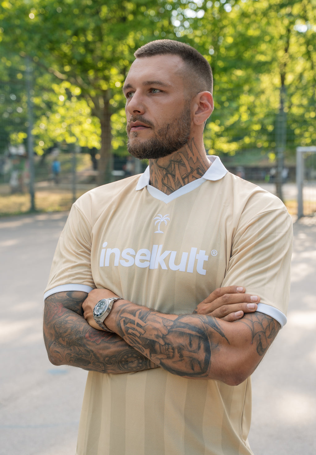STRIPED RETRO JERSEY VINTAGE BEIGE
