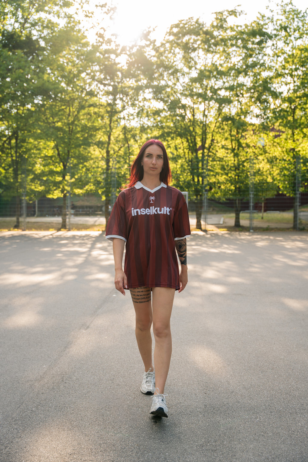 STRIPED RETRO JERSEY VINTAGE RED