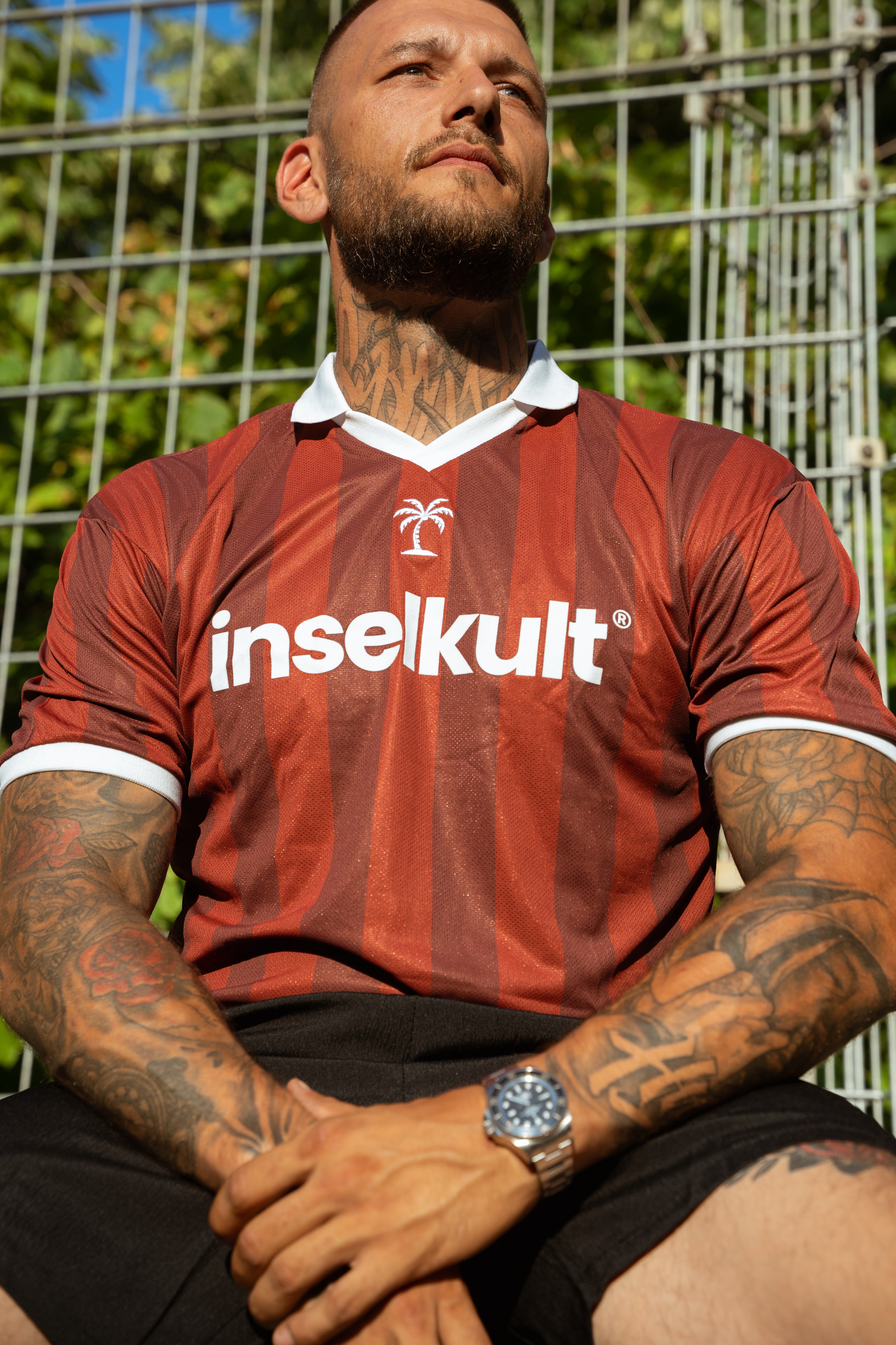 STRIPED RETRO JERSEY VINTAGE RED