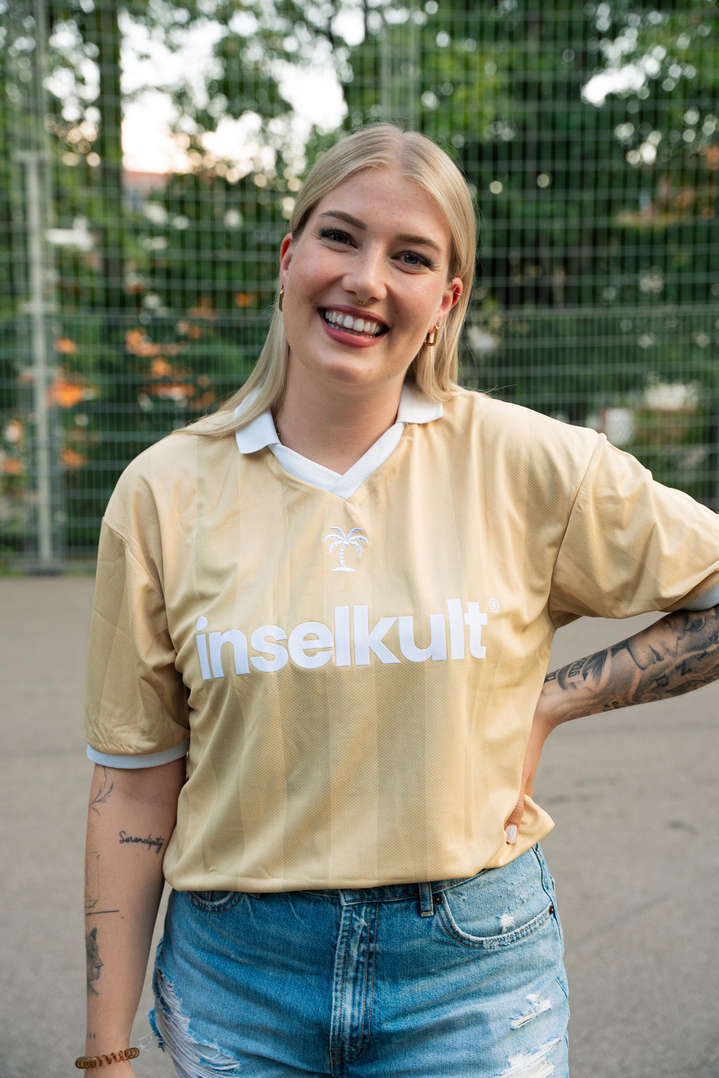 STRIPED RETRO JERSEY VINTAGE BEIGE
