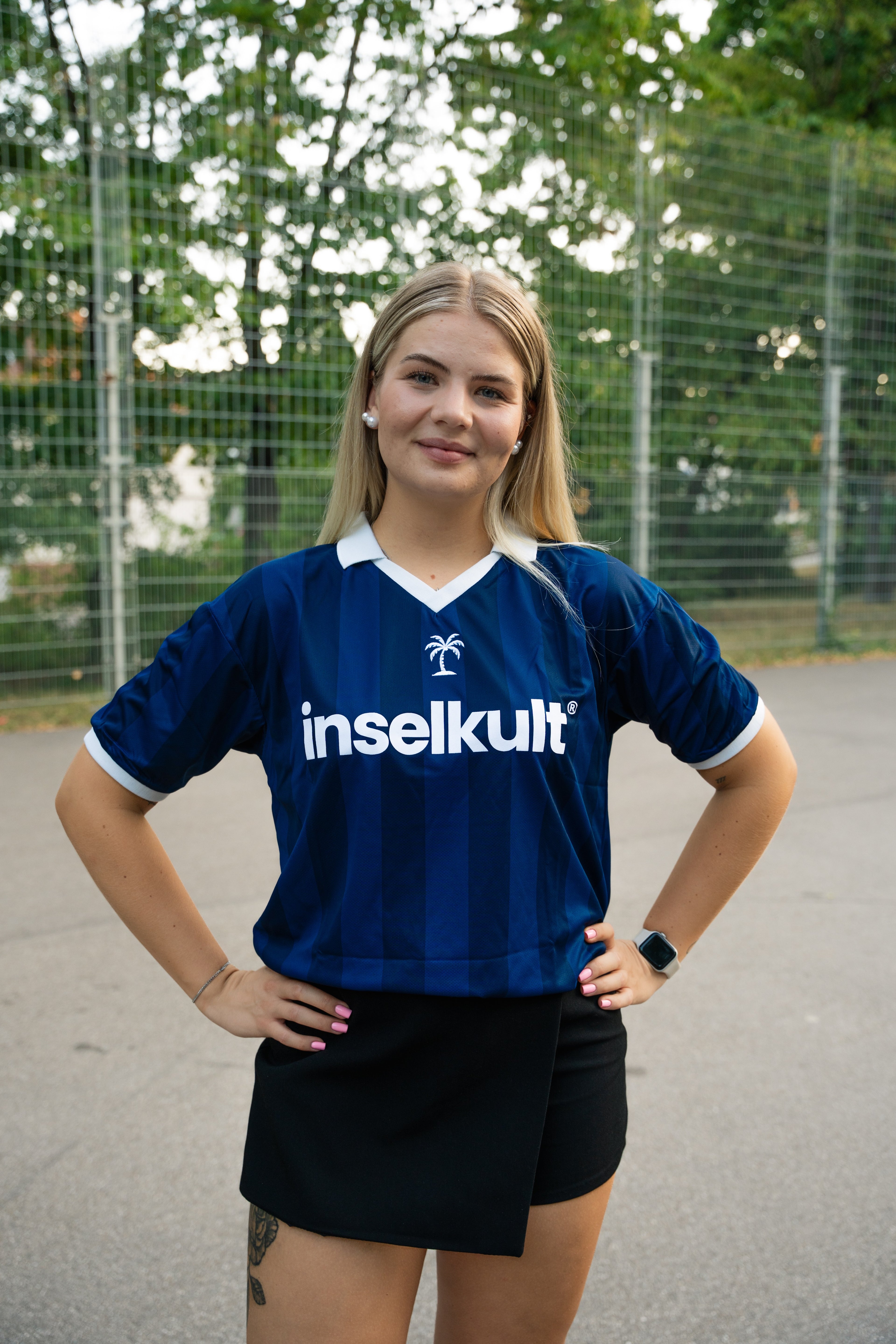STRIPED RETRO JERSEY VINTAGE BLUE